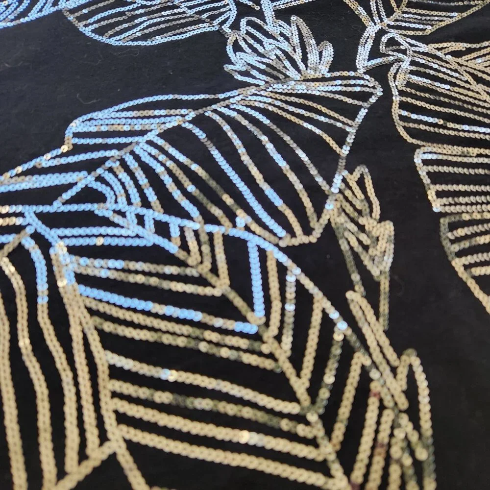 Express Black Mini Skirt Silver Sequin Leaf Holiday Party Sexy Glam Pretty - Picture 4 of 8